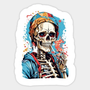 Skeleton Smoking a ciggy Sticker